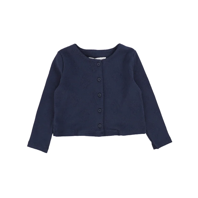 Comfortable and simple LITTLE PARNI NAVY DETAILED PRINT CARDIGAN [FINAL SALE]
