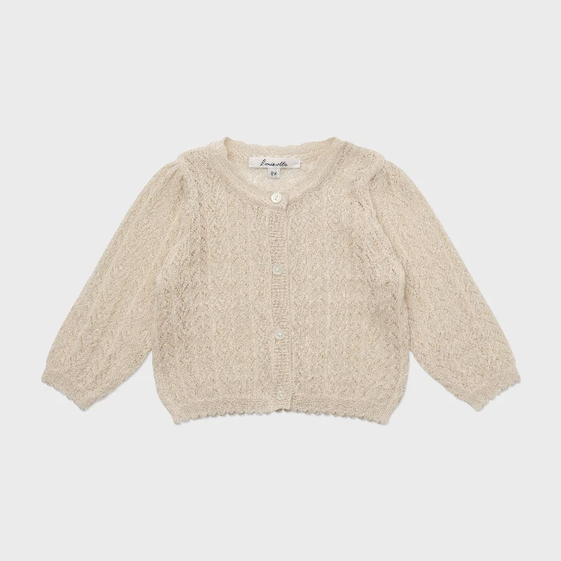 Cozy Sweaters Louisiella Baby Stern Knit Cardigan Light Beige