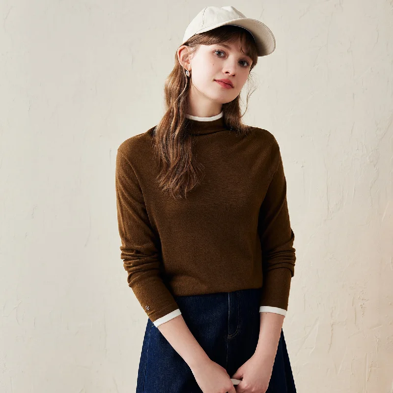 Sweet Girl 100% Wool Elegant Lightweight Turtleneck Sweater