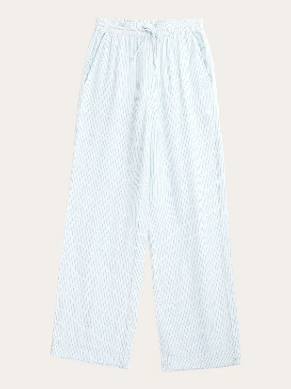 Unique prints POSEY wide mid-rise double faced stripe pants - GOTS/Vegan - Blue stripe Unique prints POSEY wide mid-rise double faced stripe pants - GOTS/Vegan - Blue stripe
