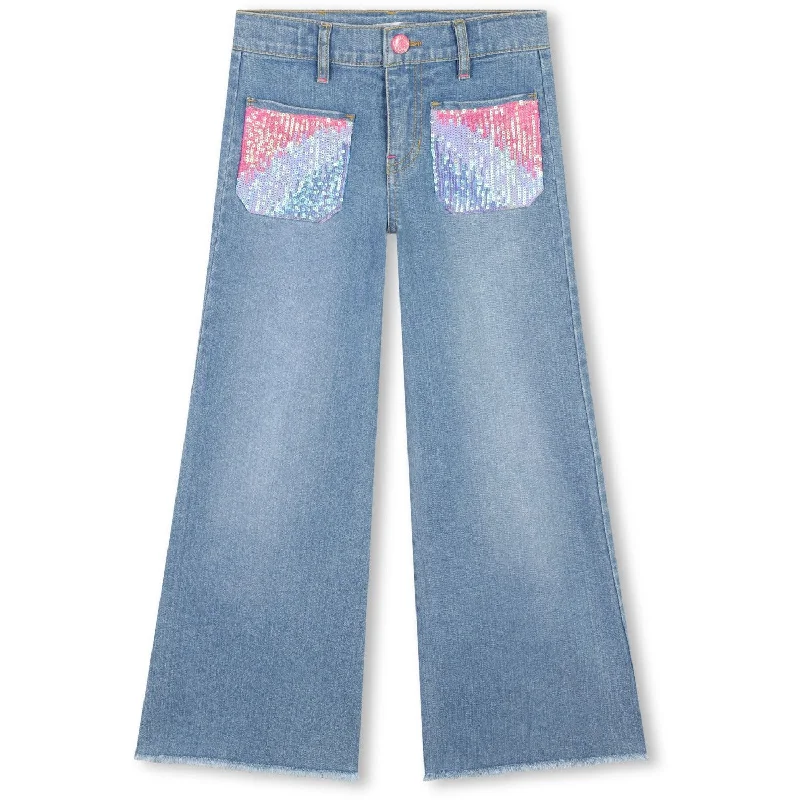 Cozy Chic Billieblush Double Stone + Brush Denim Trousers