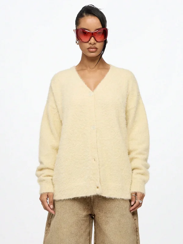 Minimal Classic SUMWON WOMEN Oversized Fluffy Knitted V Neck Cardigan