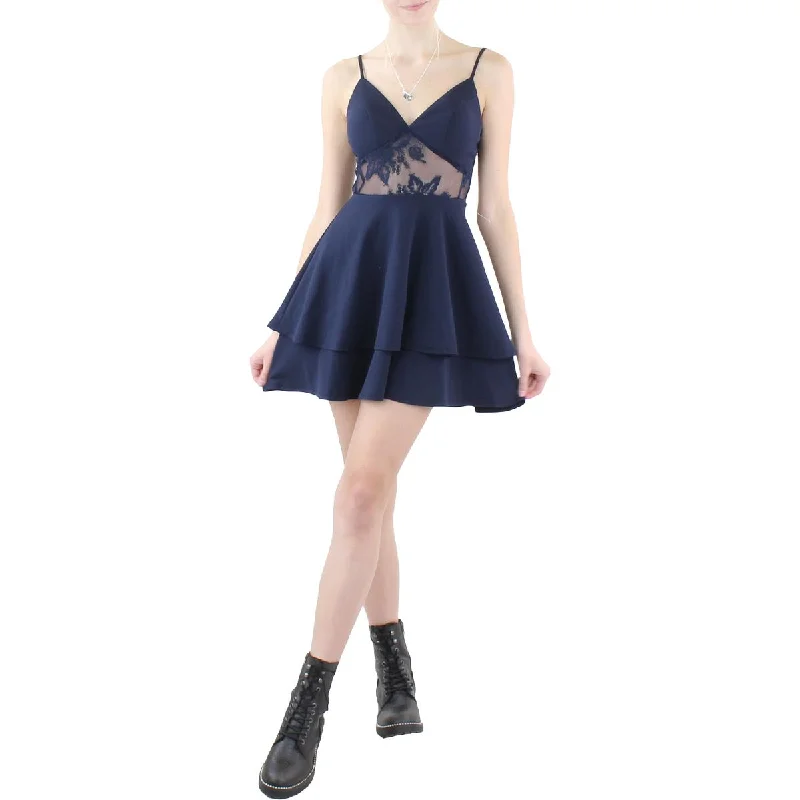 Street Graffiti Design City Studios Womens Juniors Lace Inset Mini Cocktail and Party Dress Street Graffiti Design City Studios Womens Juniors Lace Inset Mini Cocktail and Party Dress
