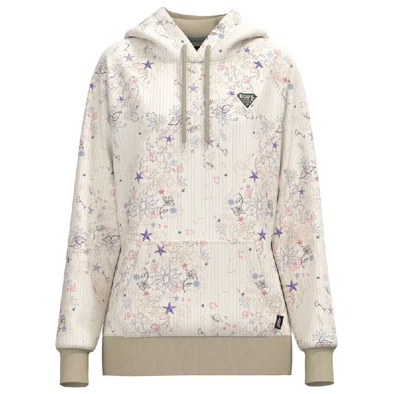 Trendy and versatile "Rope Like A Girl" White w/ Western Star Pattern Hoody