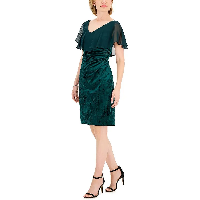 Ultra-lightweight Connected Apparel Womens Mixed Media Velvet Cocktail and Party Dress Ultra-lightweight Connected Apparel Womens Mixed Media Velvet Cocktail and Party Dress