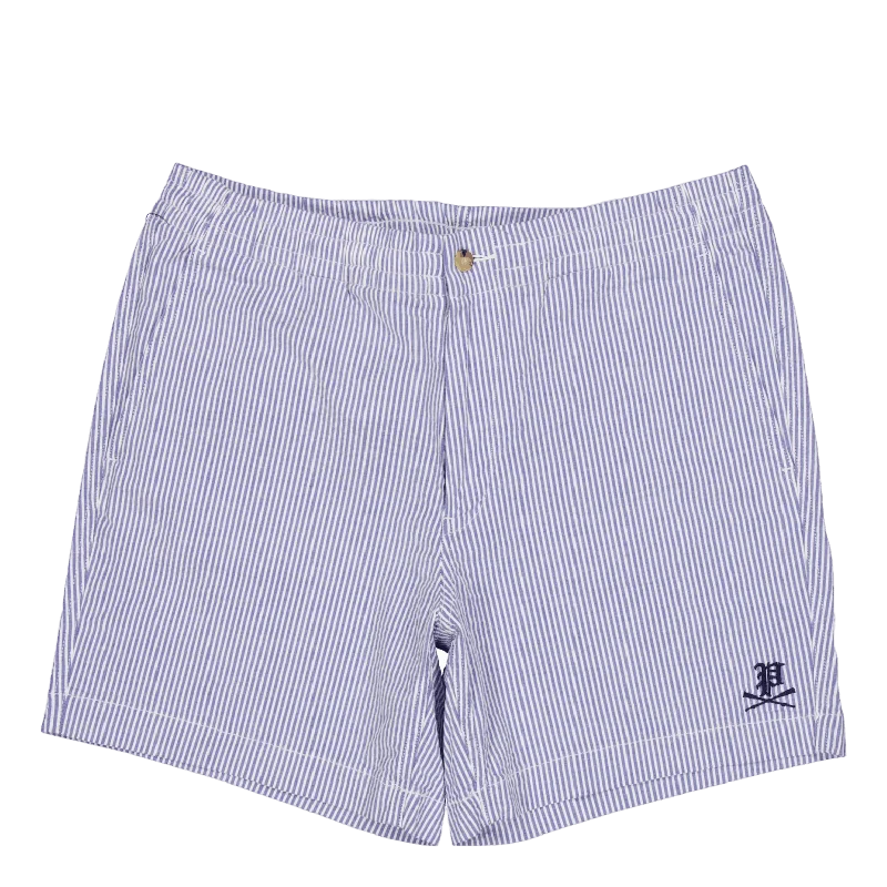 Modern City 6-Inch Polo Prepster Seersucker Short Blue Seersucker W/Gthc P Emb