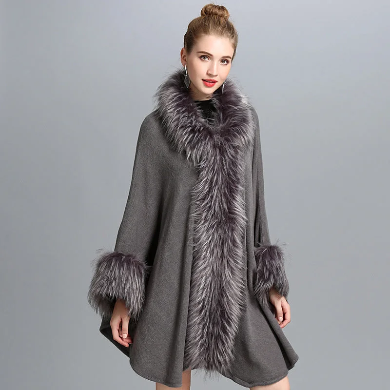 Fashion Elements Faux Fur Cape Cape Women's Coat