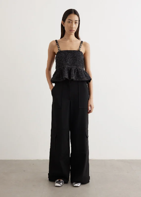 Design And Tailoring Solid Twill Suiting Cargo Pants