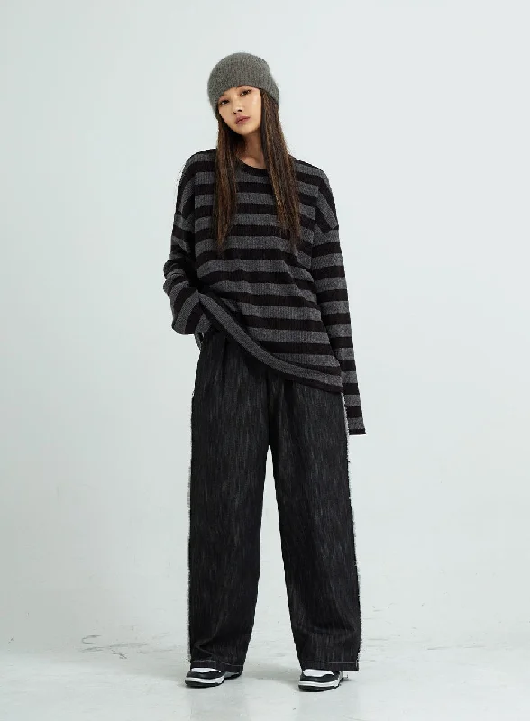 Urban Fashion Cutting Bending Wide Pants CS15