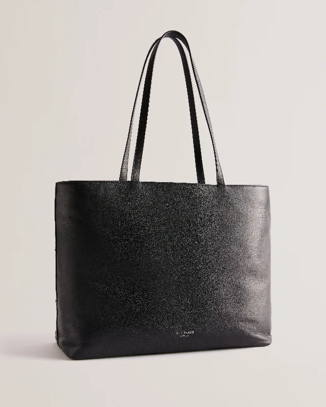 Printing decoration Stalie Checked Stitch Detail Tote Bag Black