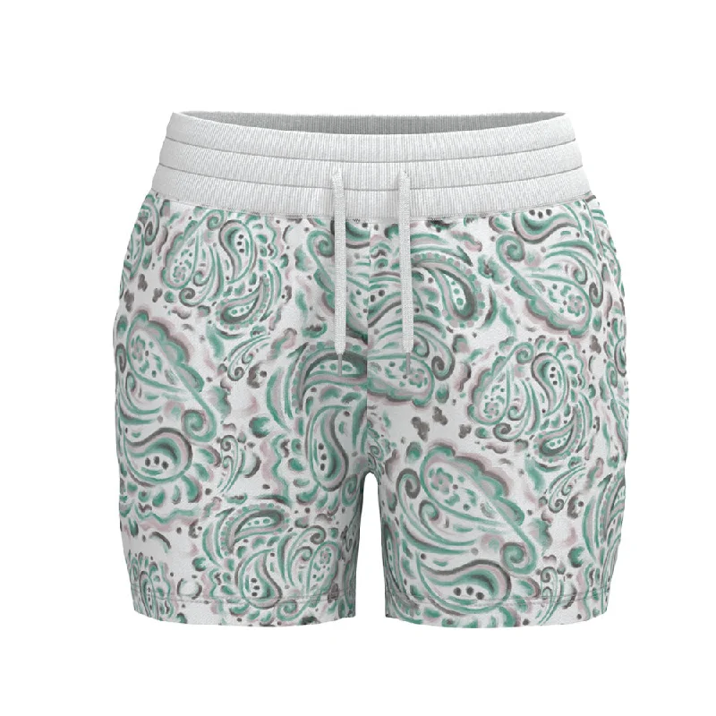Relaxed Fashion "Oasis" Shorts White/Turquoise w/Paisley Pattern