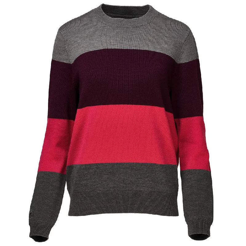 Elegant Design Womens Merino Block Stripe Sweater (Charcoal/Wine/Fuchsia/Smoke)