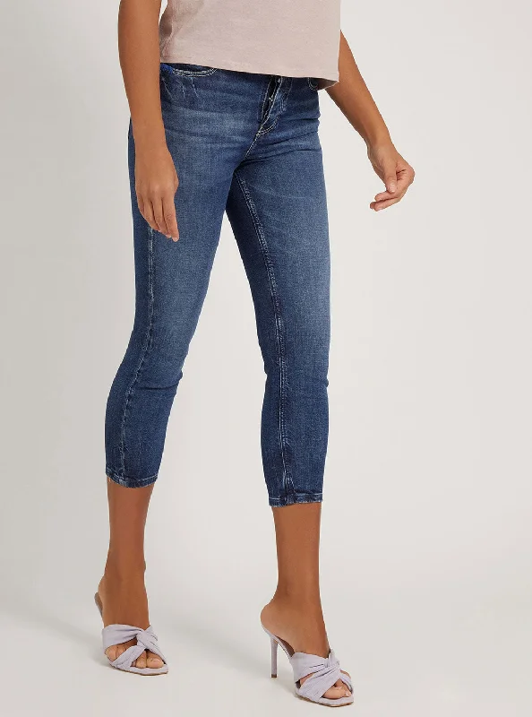 Sports Express High-Rise Skinny Fit 1981 Capri Denim Jeans In Mid Wash
